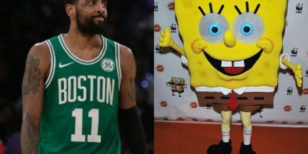 kyrie wearing spongebob