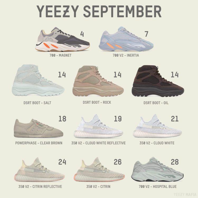 names of yeezys